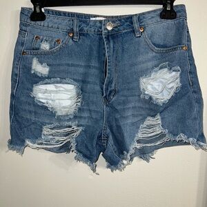 Almost Famous Blue Distressed Jean Shorts